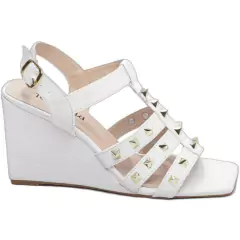 Elegância e Conforto em Cada Passo - Sandália Feminina Anabela Plataforma com Salto de 9cm Branco - Calcadospravc | Loja de Calçados