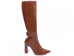 Bota Bico Fino Cano Longo Caramelo – Versatilidade e Elegância com Salto de 9 cm