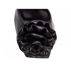 Sandália Tamanco Feminina Preta - 9 cm - Flor de Napa