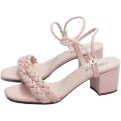 Elegância e Conforto - Sandália Feminina Salto 5,5cm Robusto em Rosa - loja online