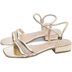 Sandália Feminina Elegante Ouro Light - Salto Baixo 2,5cm - Torricella - loja online