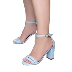 Sandália Feminina Tiras Trançadas - Salto 8,5cm Grosso - Azul na internet