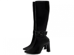 Bota Bico Fino Cano Longo Preto – Sofisticação e Versatilidade com Salto de 9 cm na internet