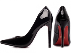 Sapato Scarpin Salto 12 - Fino em Cone Verniz Preto - comprar online