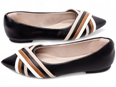Sapatilha Feminina Bico Fino - Estilo e Conforto em Napa Preto, Branco, Caramelo e Bege - comprar online