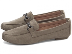 Estilo Sutil e Conforto Refinado – Mocassim Feminino Bico Alongado Cinza com Bridão Grafite - comprar online