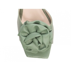 Sandália Tamanco Feminino Verde - 9 cm - Flor de Napa