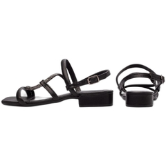 Sandália Feminina Preta Tira Transversal - Salto Baixo 2,5cm - Torricella - Calcadospravc | Loja de Calçados