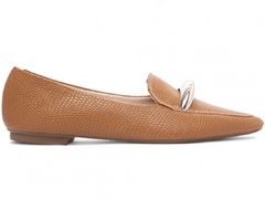 Sapatilha Mocassim Feminino Bico Fino - Estilo Sofisticado em Napa Lezard Caramelo - comprar online