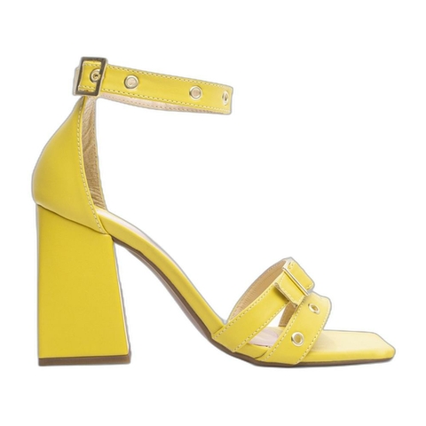 Sandália Feminina Amarela - 9 cm - Ilhós Dourado - comprar online