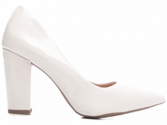 Scarpin Clássico Luxo e Glamour - Salto 8,5cm Robusto Off White - loja online