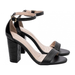 Imagem do Sandália Salto 8,5cm - Elegância Noturna em Preto Croco