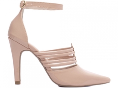 Sapato Scarpin Verniz Rose: Fivela Dourada - 9cm - Coleção Luxo - comprar online