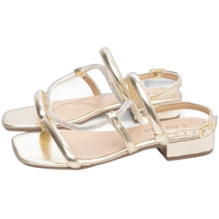 Sandália Feminina Glamour Ouro Light - Salto Baixo 2,5cm - Torricella - loja online