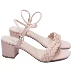 Imagem do Elegância e Conforto - Sandália Feminina Salto 5,5cm Robusto em Rosa