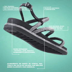 Sandalia Feminina YES Preto Crystal | Estilo Cintilante - comprar online