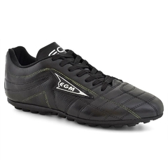 Imagem do Chuteira EGM Masculina em Couro Soccer Society Preta e Verde