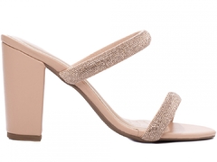 Tamanco Salto Grosso 7,5 cm - Luxo Exuberante com Strass - Rose - comprar online