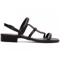 Sandália Feminina Preta Tira Transversal - Salto Baixo 2,5cm - Torricella - comprar online