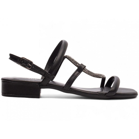 Sandália Feminina Preta Tira Transversal - Salto Baixo 2,5cm - Torricella - comprar online