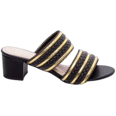 Sandália Tamanco Preto e Dourado - Salto 5 cm - Antiderrapante na internet