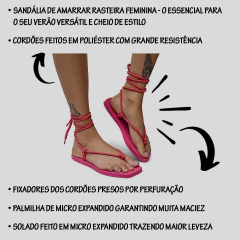 Sandália Rasteira Feminina de Amarrar Rosa