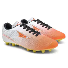 Chuteira EGM Masculina Bravo Trava Fixa ( Campo ) Branca e Laranja