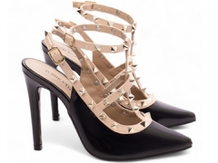 Sapato Scarpin Elegance - Salto 12cm - Verniz Preto e Bege - Calcadospravc | Loja de Calçados