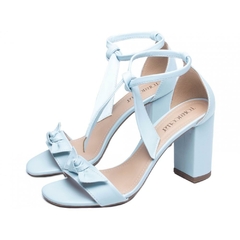 Sandália Feminina Fechada Atrás - Amarrar - Salto 8,5 cm - Azul - loja online
