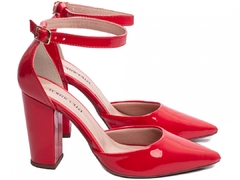 Scarpin Aberto com Fivela Salto 9cm| Luxo e Glamour em Vermelho - Calcadospravc | Loja de Calçados