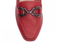 Charme Vibrante com Conforto Duradouro – Sapatilha Mocassim Feminina Vermelha com Bridão Grafite