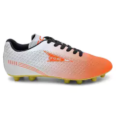 Chuteira EGM Masculina Bravo Trava Fixa ( Campo ) Branca e Laranja - loja online