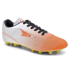 Imagem do Chuteira EGM Masculina Bravo Trava Fixa ( Campo ) Branca e Laranja