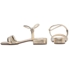 Sandália Feminina Elegante Ouro Light - Salto Baixo 2,5cm - Torricella - Calcadospravc | Loja de Calçados