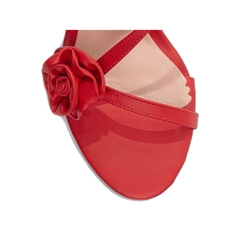 Sandália Feminina Napa Vermelho - Salto Fino 9,5 cm - Antiderrapante