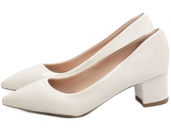 Scarpin Tradicional Luxo - Salto 5cm Grosso Verniz Branco na internet
