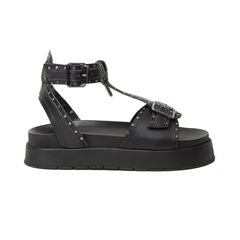 Sandália FlatForm Preta Com Spikes – Ousadia e Sofisticação para seu look