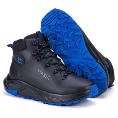 Bota Coturno Masculino Extra Leve Preto e Azul na internet