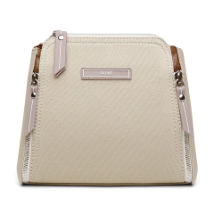 Bolsa Pequena 3 Zíper de Lona Bege - comprar online