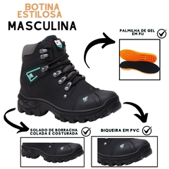 Imagem do Coturno CATPRIIME 6 de Couro com CA Preto e Verde