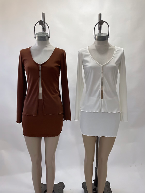 conjunto de mini falda pollera y saco de morley calidad premium color blanco