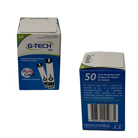 50 Fitas Tiras Reagentes G-tech Lite Glicemia