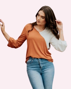 Blusa Canelada Bicolor