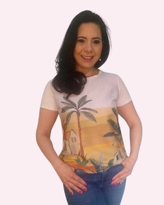 Blusa Estampada na Frente Tropical na internet
