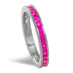 MEIA ALIANÇA DE PRATA CRAVEJADA ZIRCONIAS RUBI - 2,7MM - 2323