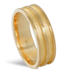 ALIANÇA FOLHEADA A OURO 18K RETA ANATOMICA C/ 2 FRISOS FOSCO - 7MM - 3205 - comprar online