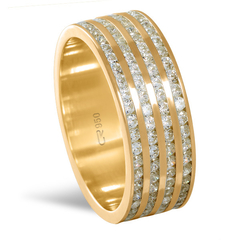 ALIANÇA PRATA FOLHEADA AU18K ANATOMICA RETA CRAVEJADO - 7,6MM - 5313 - comprar online