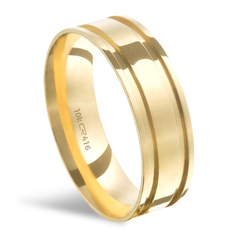 ALIANÇA OURO 10K TRABALHADA 2 FRISOS 6MM - PM 3,5G - K13621