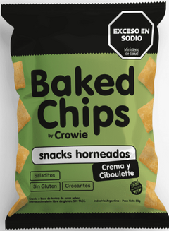 Crowie Baked Chips Snacks horneados Crema y Ciboulette x 50 g.