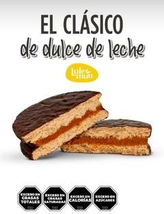 Alfajor tradicional lulemuu relleno dulce de leche bañado en chocolate negro x unidad - comprar online